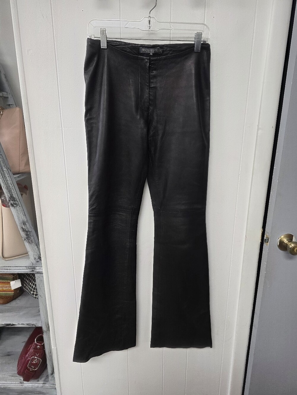 Vintage Y2k Bisou Bisou Leather Pants Low Rise Flare Sz 2